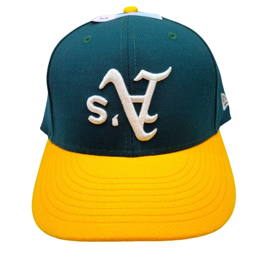 New Era 59FIFTY Oakland Athletics MLB Fitted Hat 7 1/4 Green Yellow A's Cap